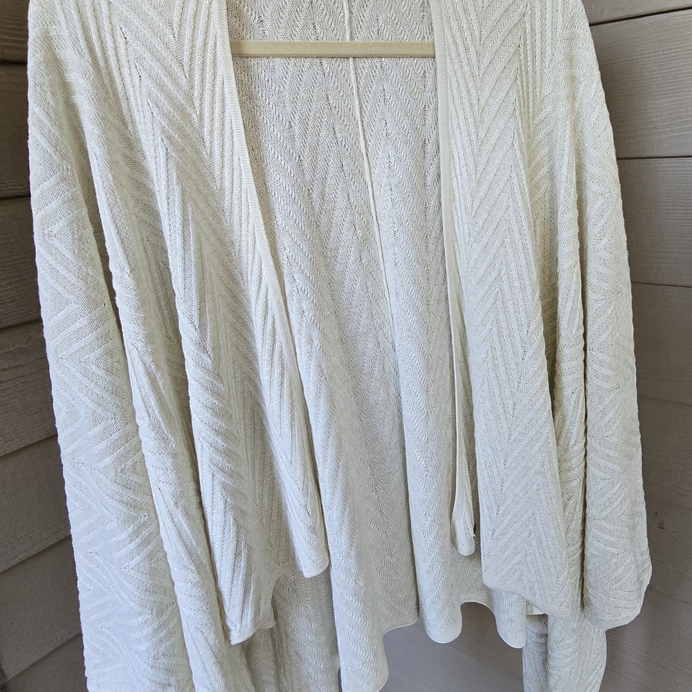 Calvin Klein Shawl Cardigan Poncho Wrap – One Size, Tan Neutral, Gold Thre